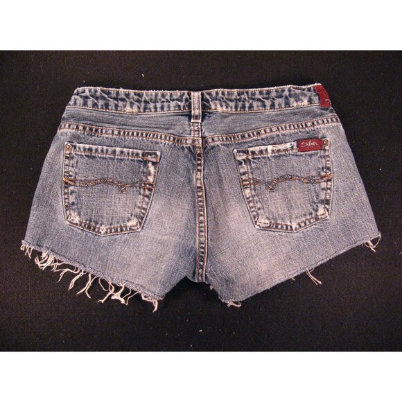 COPY - Silver Jeans CUTOFF JEAN SHORTS Womans Cut Off Sz 27 Blue Denim Destress… - Picture 2 of 9